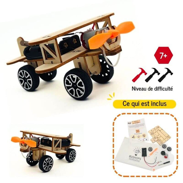 AirplaneBot : L'avion qui file à toute vitesse - Kit d'assemblage en bois STEM